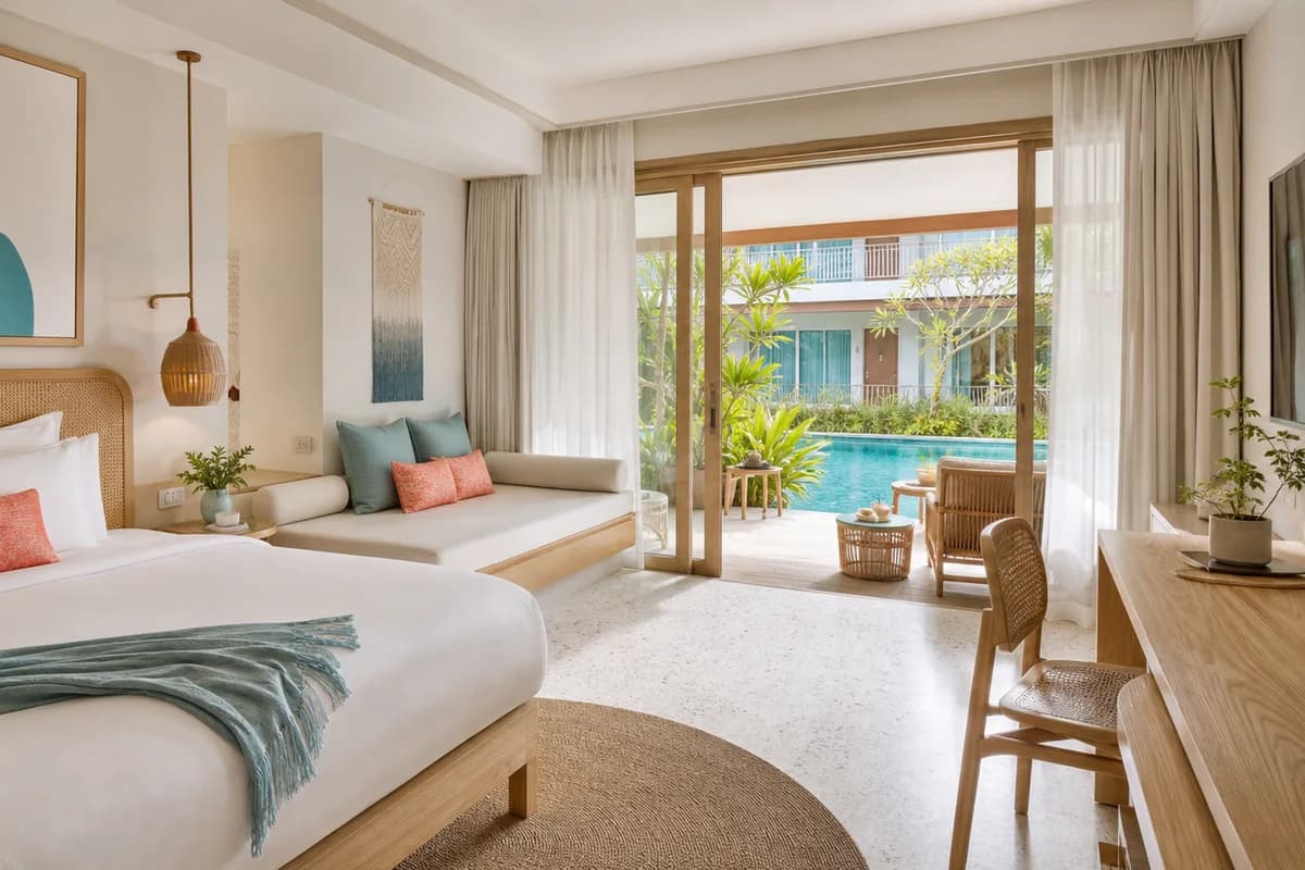 ห้อง Pool Terrace พร้อมเดย์เบดและเทอร์เรซริมสระ